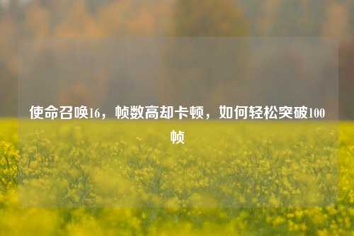 使命召唤16，帧数高却卡顿，如何轻松突破100帧
