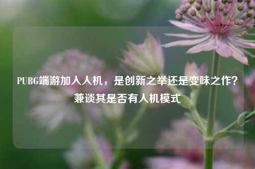PUBG端游加入人机，是创新之举还是变味之作？兼谈其是否有人机模式