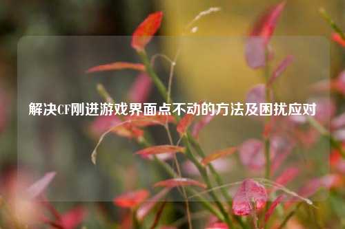 解决CF刚进游戏界面点不动的方法及困扰应对