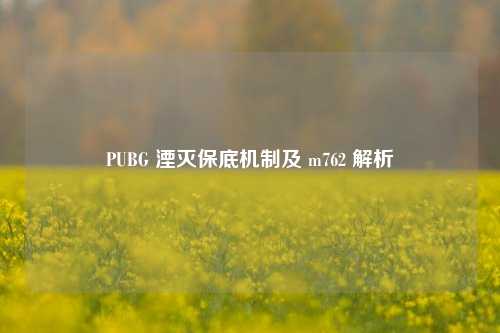 PUBG 湮灭保底机制及 m762 解析
