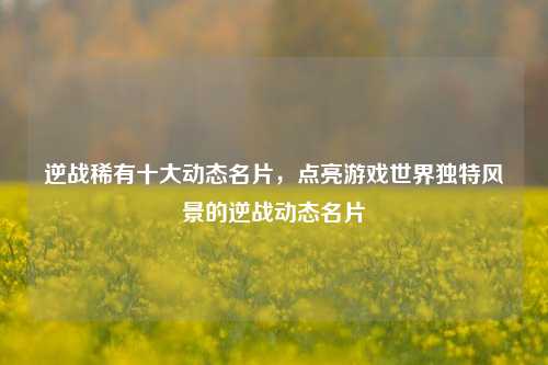 逆战稀有十大动态名片,点亮游戏世界独特风景的逆战动态名片