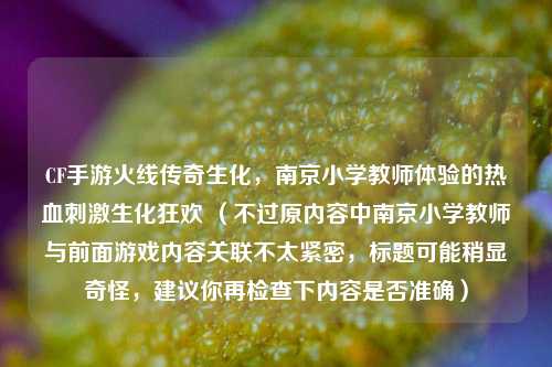 CF手游火线传奇生化,南京小学教师体验的热血刺激生化狂欢 (不过原内容中南京小学教师与前面游戏内容关联不太紧密,标题可能稍显奇怪,建议你再检查下内容是否准确)