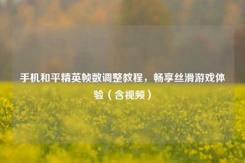 手机和平精英帧数调整教程，畅享丝滑游戏体验（含视频）