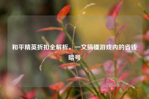 和平精英折扣全解析，一文搞懂游戏内的省钱暗号