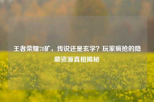 王者荣耀78矿，传说还是玄学？玩家疯抢的隐藏资源真相揭秘