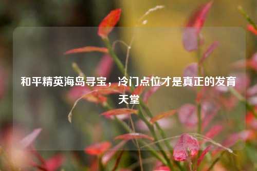 和平精英海岛寻宝，冷门点位才是真正的发育天堂