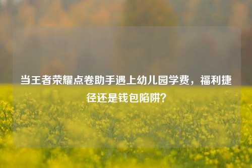 当王者荣耀点卷助手遇上幼儿园学费，福利捷径还是钱包陷阱？