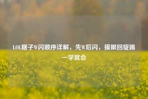 LOL瞎子W闪顺序详解,先W后闪,摸眼回旋踢一学就会