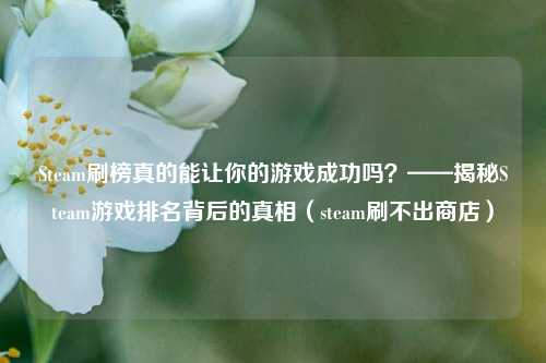 Steam刷榜真的能让你的游戏成功吗？——揭秘Steam游戏排名背后的真相（steam刷不出商店）