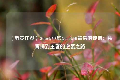 【电竞江湖】"小悠"ID背后的传奇：从青铜到王者的逆袭之路